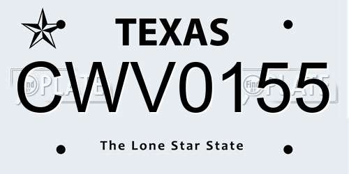 CWV0155 Texas License Plate