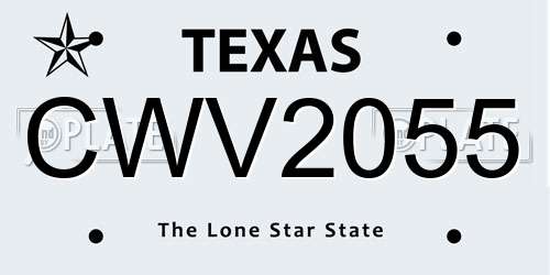CWV2055 Texas License Plate