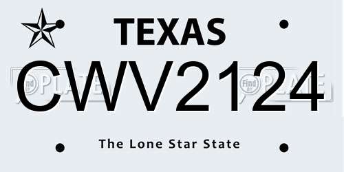 CWV2124 Texas License Plate