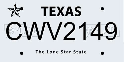 CWV2149 Texas License Plate
