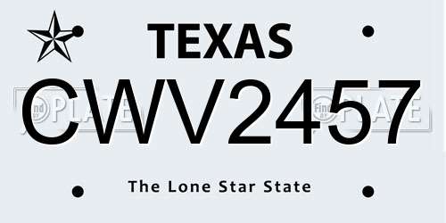 CWV2457 Texas License Plate