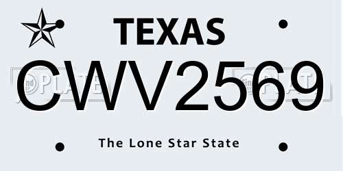 CWV2569 Texas License Plate