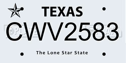 CWV2583 Texas License Plate