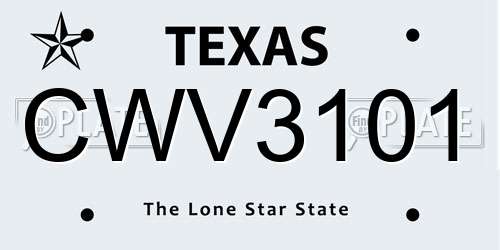 CWV3101 Texas License Plate