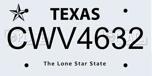 CWV4632 Texas License Plate