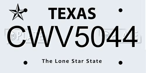 CWV5044 Texas License Plate
