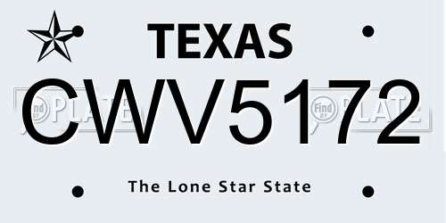 CWV5172 Texas License Plate