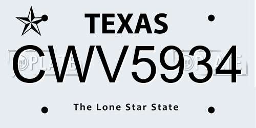 CWV5934 Texas License Plate