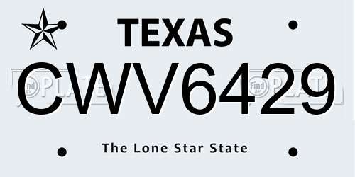 CWV6429 Texas License Plate