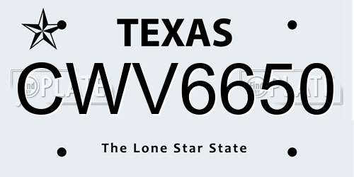CWV6650 Texas License Plate