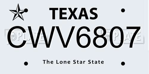 CWV6807 Texas License Plate