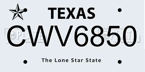 CWV6850 Texas License Plate