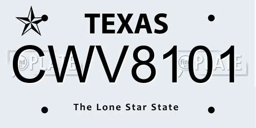 CWV8101 Texas License Plate