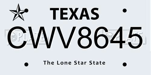 CWV8645 Texas License Plate
