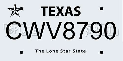 CWV8790 Texas License Plate