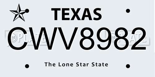 CWV8982 Texas License Plate