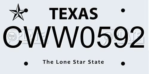 CWW0592 Texas License Plate