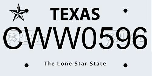 CWW0596 Texas License Plate