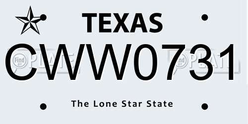 CWW0731 Texas License Plate