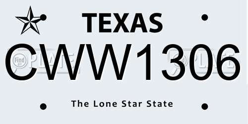 CWW1306 Texas License Plate