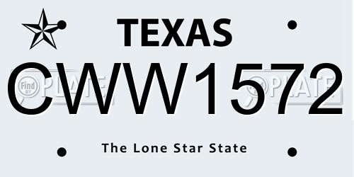 CWW1572 Texas License Plate