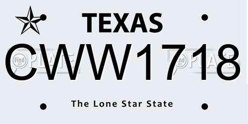 CWW1718 Texas License Plate