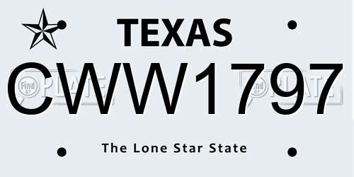 CWW1797 Texas License Plate