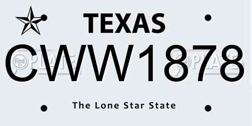 CWW1878 Texas License Plate