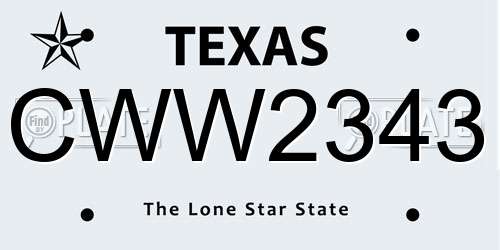 CWW2343 Texas License Plate