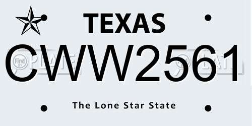 CWW2561 Texas License Plate
