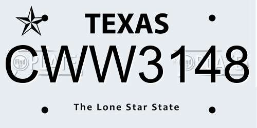 CWW3148 Texas License Plate