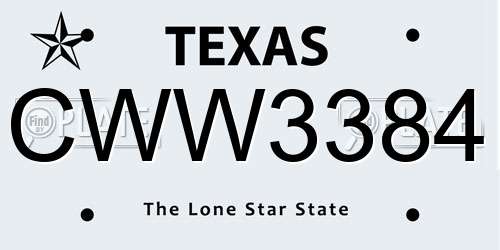 CWW3384 Texas License Plate