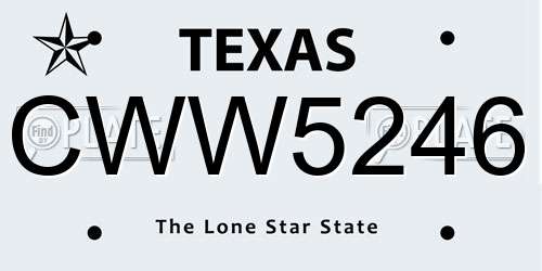 CWW5246 Texas License Plate