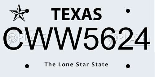 CWW5624 Texas License Plate