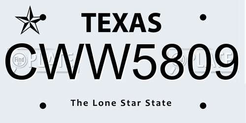 CWW5809 Texas License Plate