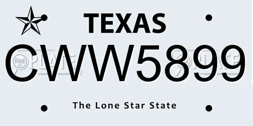 CWW5899 Texas License Plate