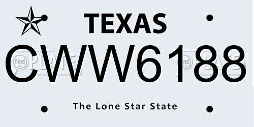 CWW6188 Texas License Plate