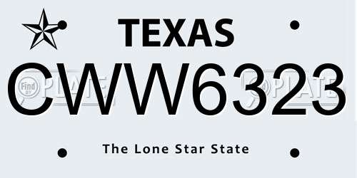 CWW6323 Texas License Plate