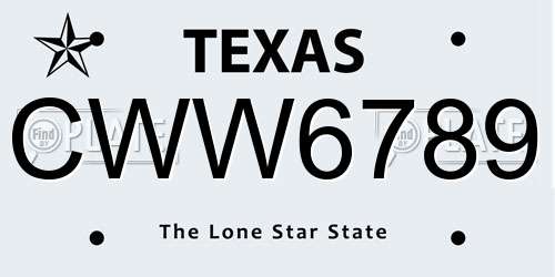 CWW6789 Texas License Plate