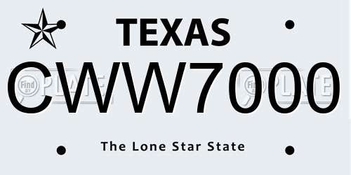 CWW7000 Texas License Plate