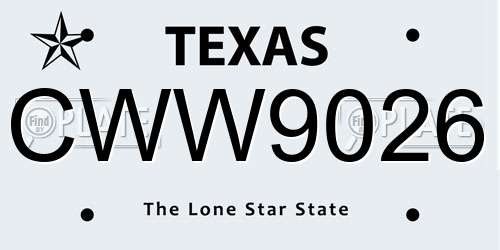 CWW9026 Texas License Plate