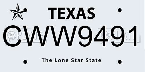 CWW9491 Texas License Plate