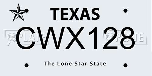 CWX128 Texas License Plate
