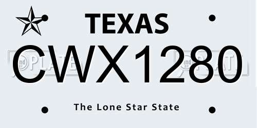 CWX1280 Texas License Plate