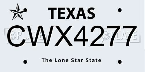 CWX4277 Texas License Plate