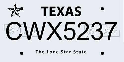 CWX5237 Texas License Plate