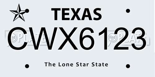 CWX6123 Texas License Plate