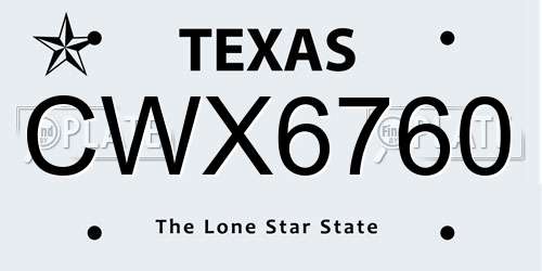 CWX6760 Texas License Plate