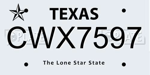 CWX7597 Texas License Plate