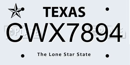 CWX7894 Texas License Plate
